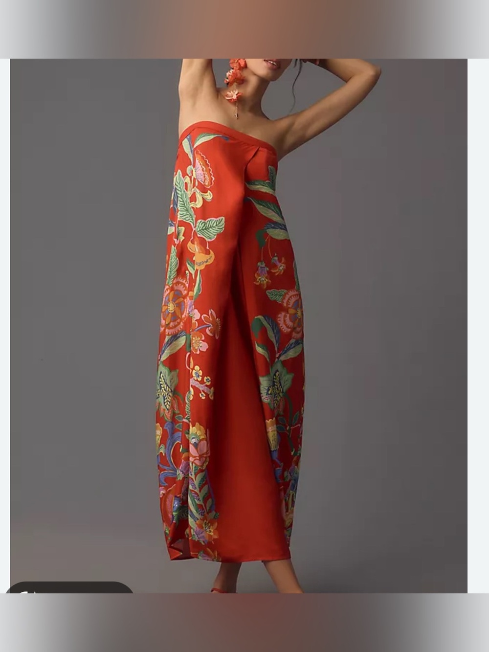Anthropologie Strapless Midi Floral Dress size 1X